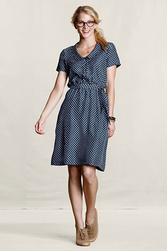 Women's Silk Polka-Dot Dress by Lands' End Canvas