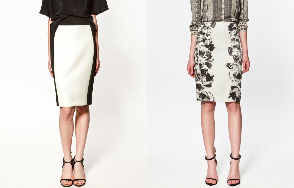 Two Tone Skirt and Printed Sheath Skirt by Zara