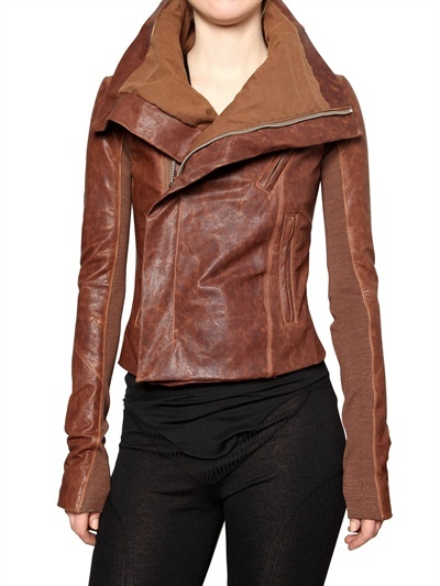 Washed Biker Leather Jacket by Rick Owens