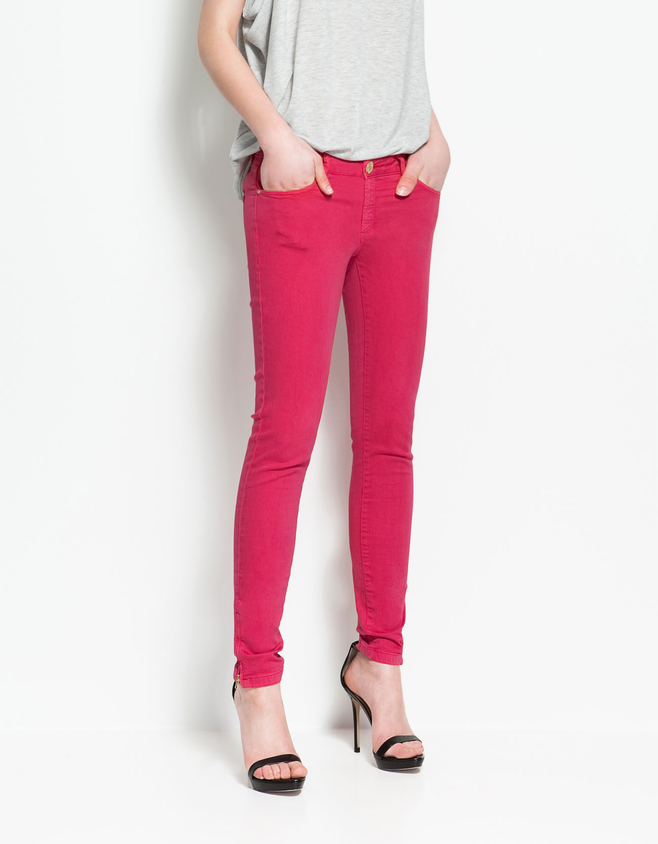 Dyed Trousers with Zips by Zara