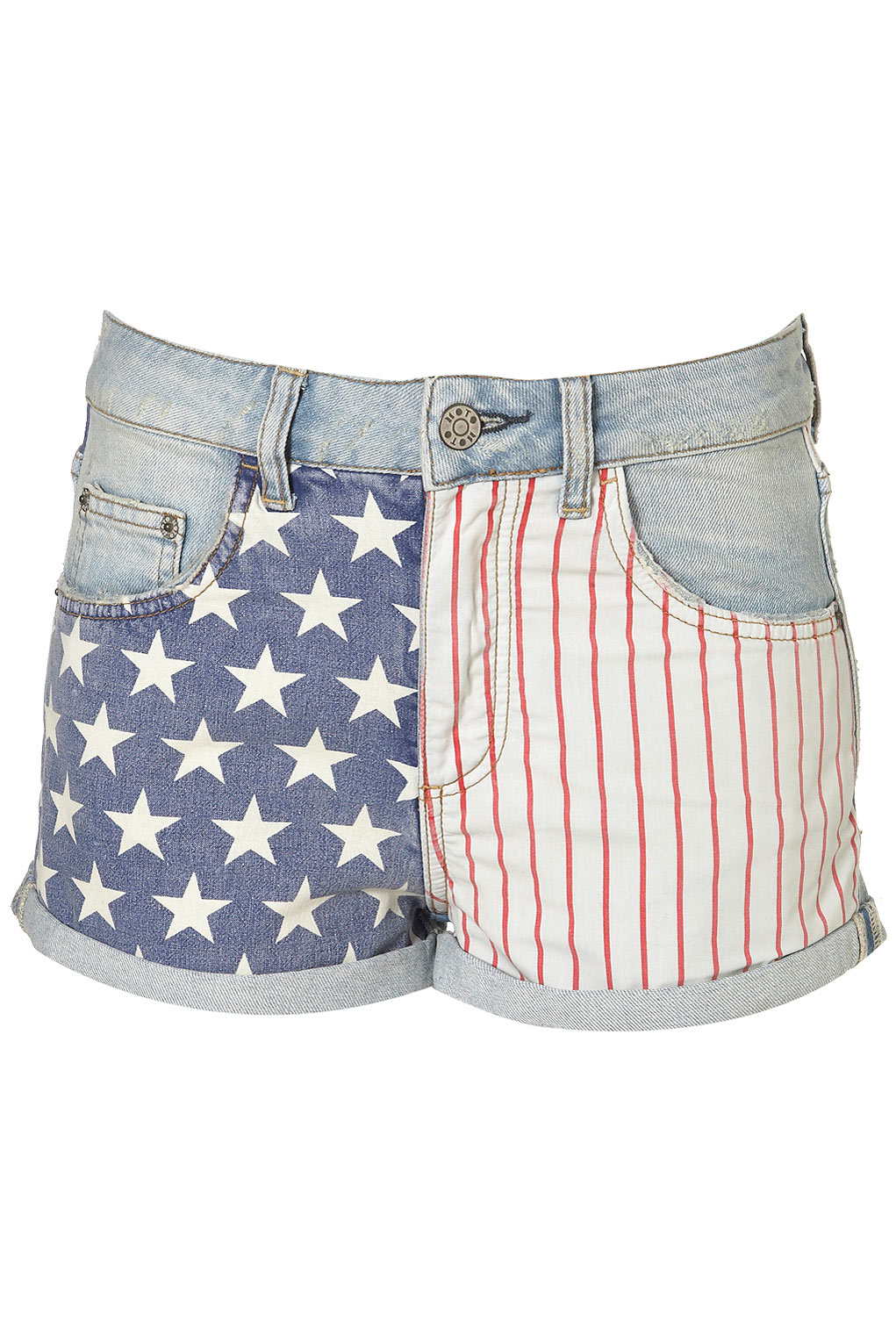 Moto Bleach Flag Print Hotpants by TopShop