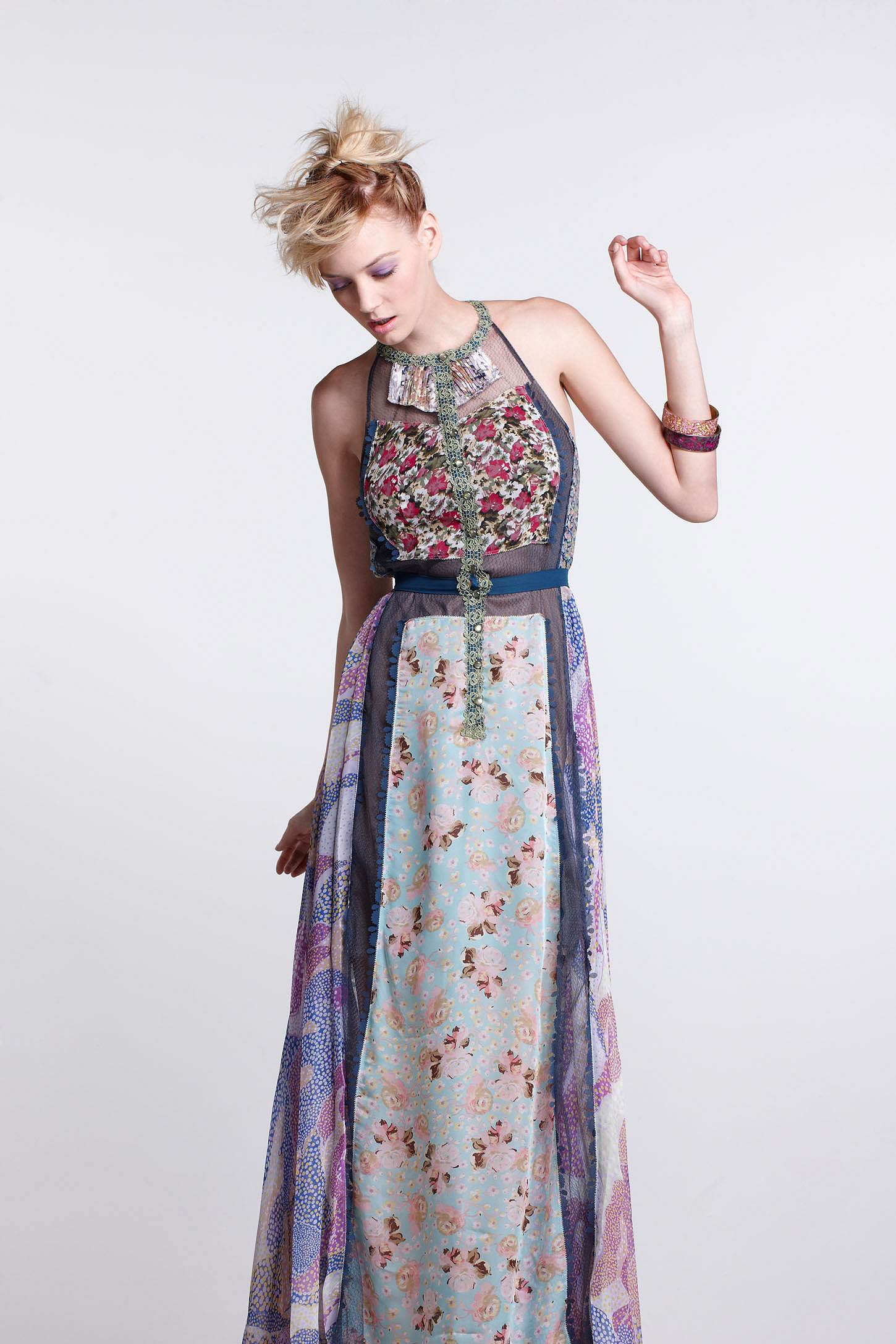 Wilderflora Patchwork Maxi Dress by Byron Lars