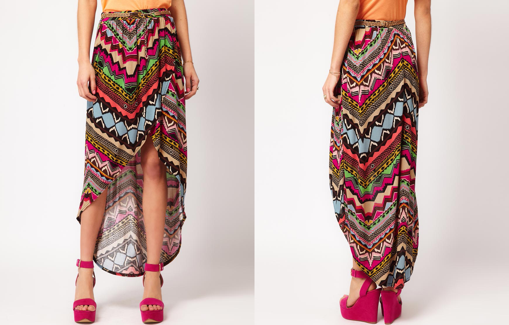 River Island Aztec Hi Lo Maxi Skirt from ASOS