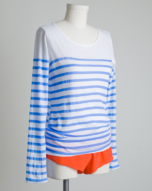 Monrow French Stripe Long Sleeve Boatneck Tee from byLangley