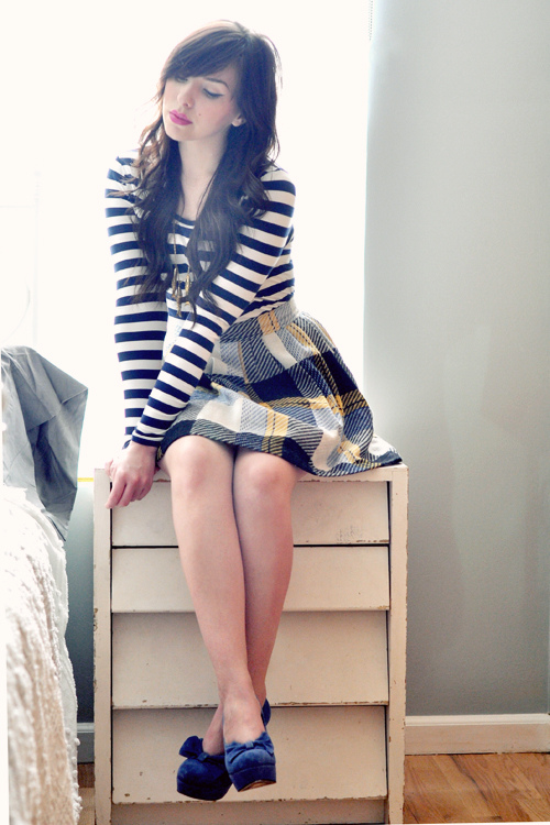  Love Label top, vintage skirt, Seychelles heels and Crocus bag, by blogger, Keiko Lynn