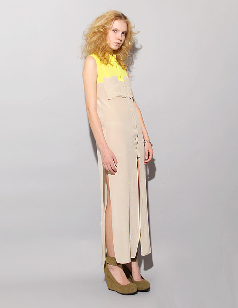 Colorblock silk utility dress by Shakuhachi