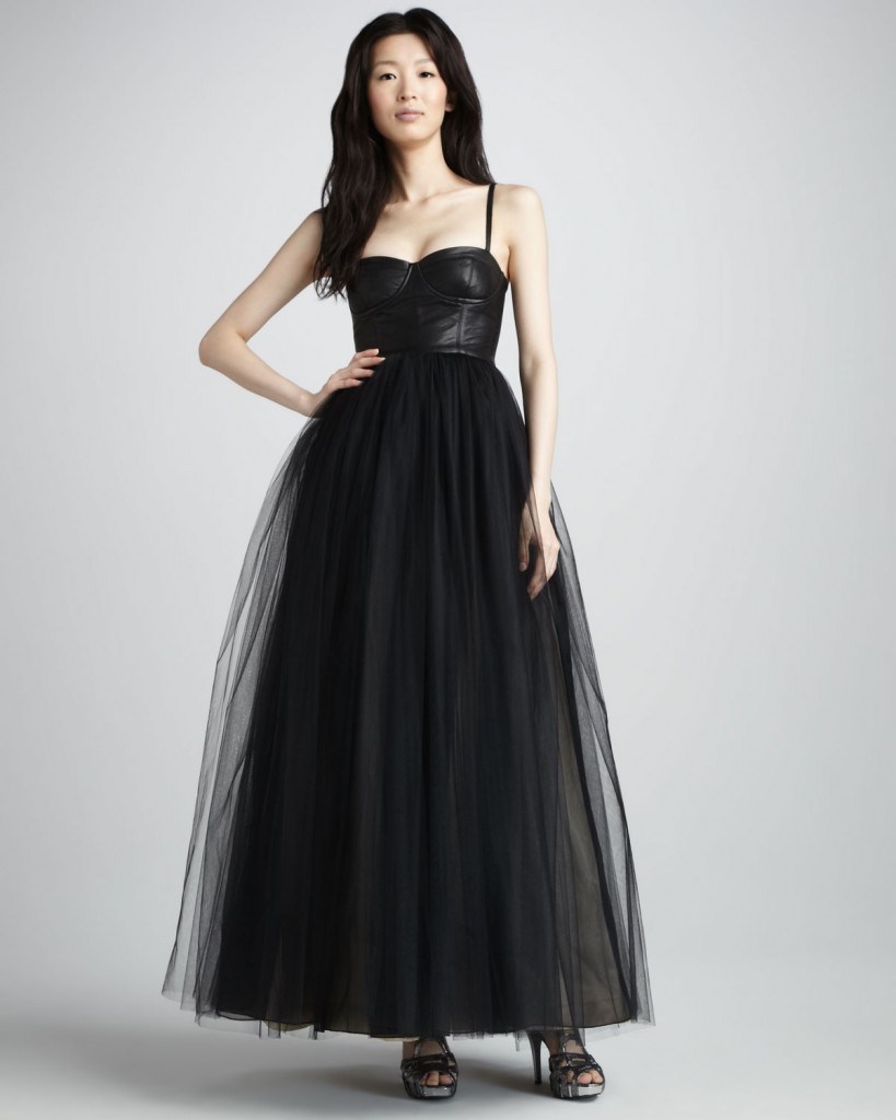 Ona Leather-Bustier Gown by Alice + Olivia