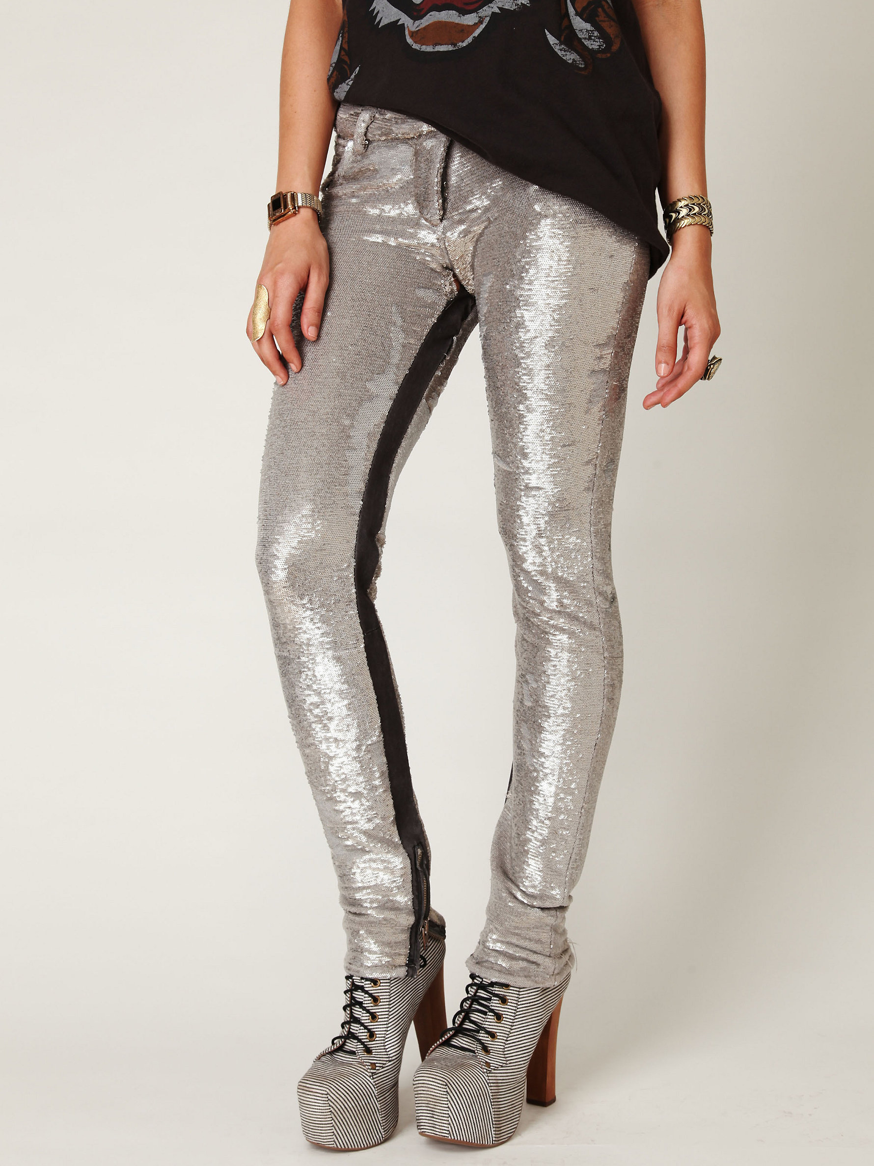 IRO Distressed Sequin Pants at Free People Clothing Boutique