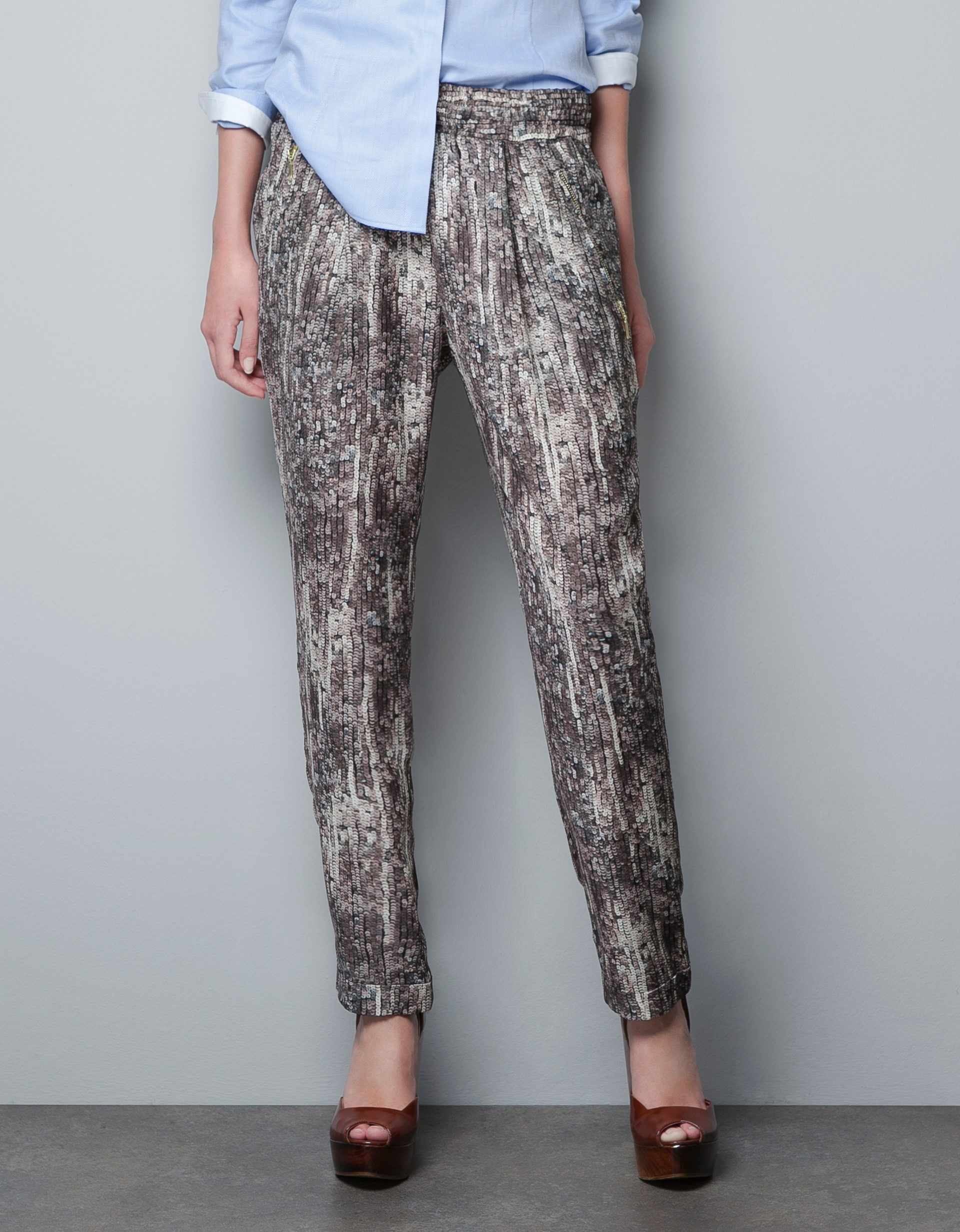 Sequin Print Pants by Zara