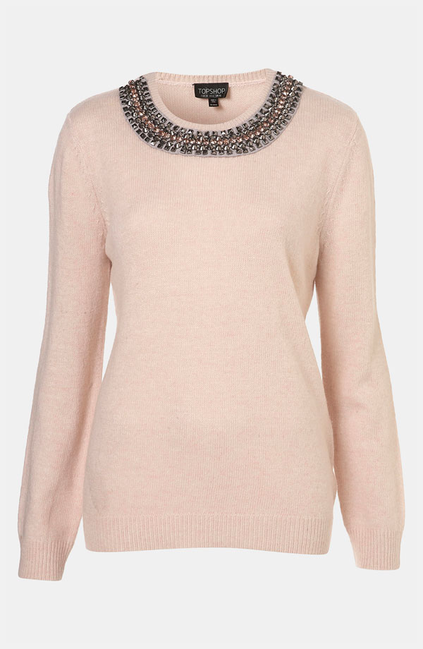 Topshop Rhinestone Trim Sweater