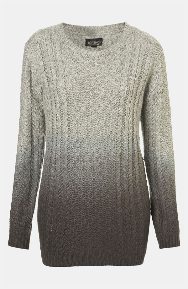 Topshop Dip Dye Cabled Sweater