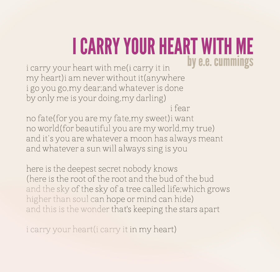 i carry your heart with me by e.e. cummings