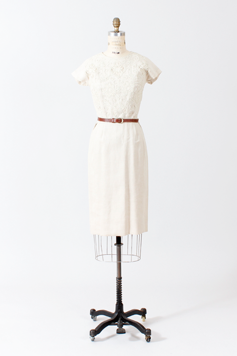 Vintage 50s/60s Wiggle Dress in Oatmeal Irish Linen by Carlye